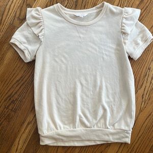 Lauren Conrad- Cream Blouse with Ruffled Sleeves- Women's XS